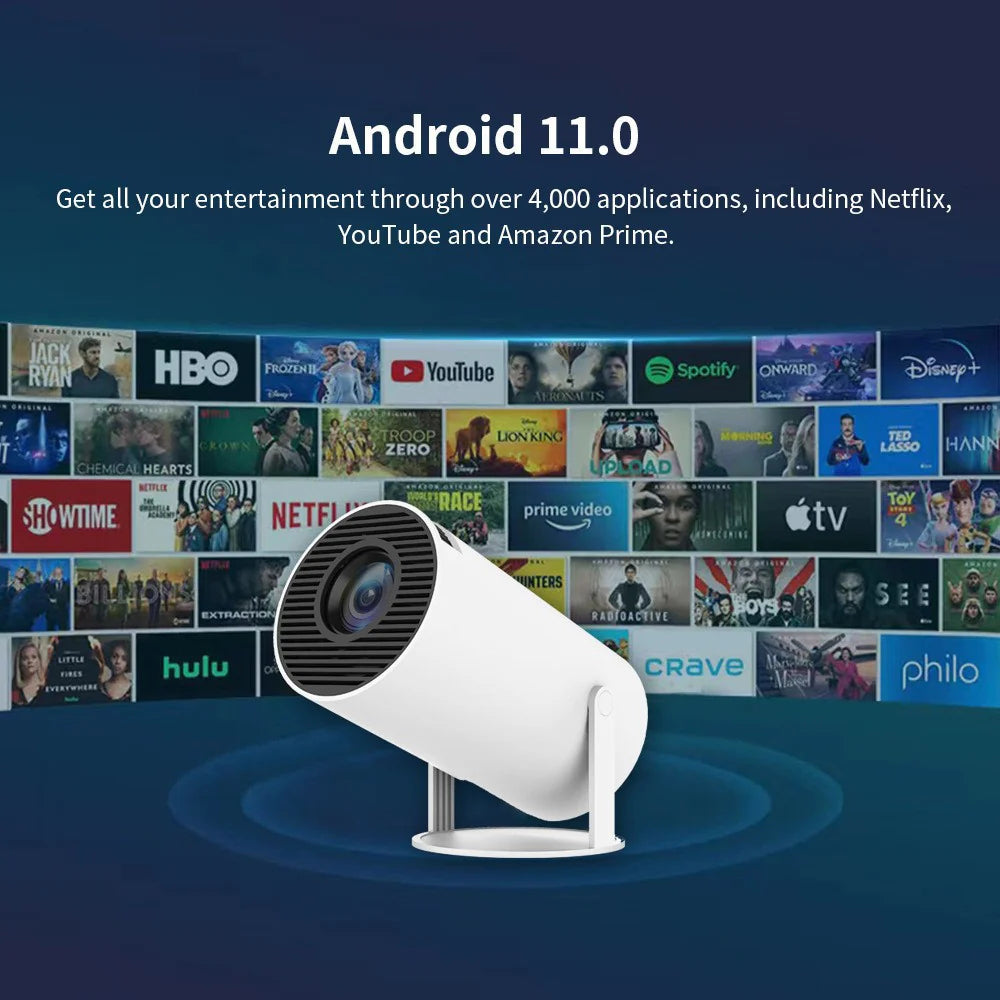 Portable Smart Projector, 1080P HD Auto Focus, Mini Projector for Home Theater & Outdoor Camping