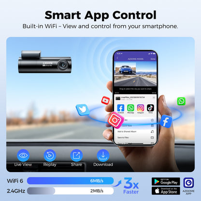 AZDOME 4K+1080P Dual Dashcam Wifi 6 GPS Front and Rear Recorder Camera ADAS 64GB