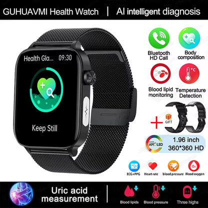 2025 New ECG+PPG Monitoring Smart Watch Women Blood Pressure Blood Lipid Uric Acid Women Menstrual Health Tracker Smartwatches