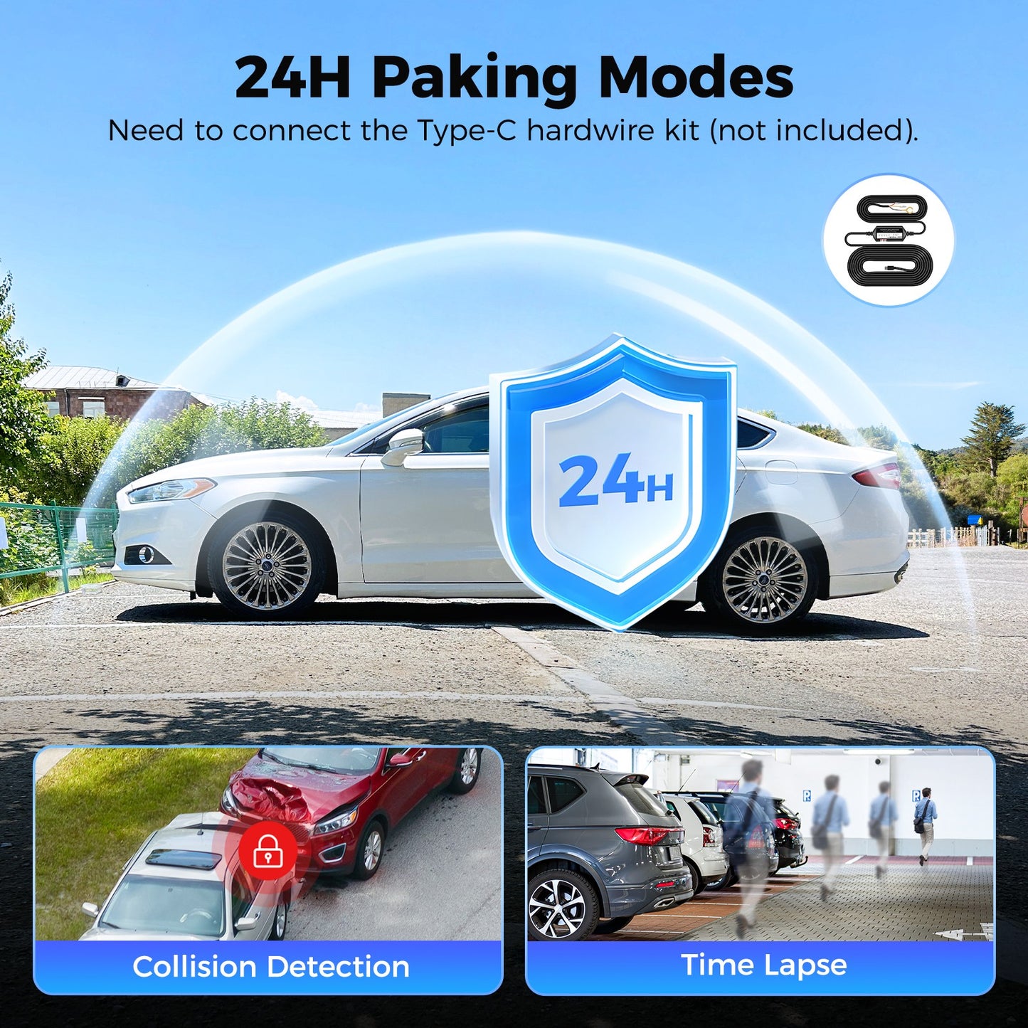 AZDOME 4K+1080P Dual Dashcam Wifi 6 GPS Front and Rear Recorder Camera ADAS 64GB