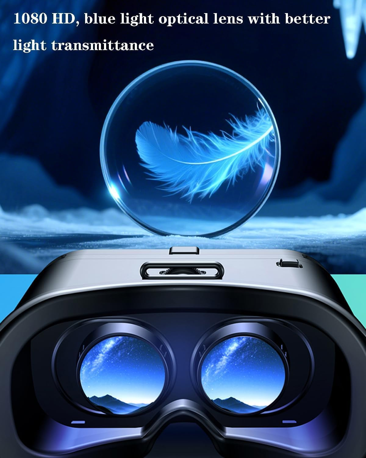 VR Headset for Phone, Virtual Reality Headsets with Anti-Blue Eyes Protected HD Lenses & Touch Keys for Iphone/Android 5-7 Inch Smartphones