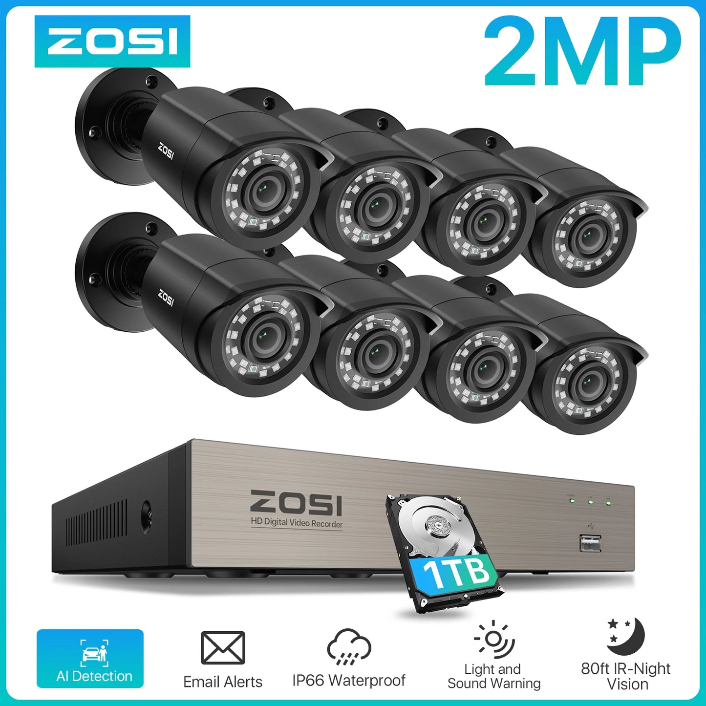 8CH CCTV System H.265+ 5MP Lite HD-TVI DVR Kit 8 1080P 2MP Home Security Outdoor Night Vision Camera Video Surveillance Kit