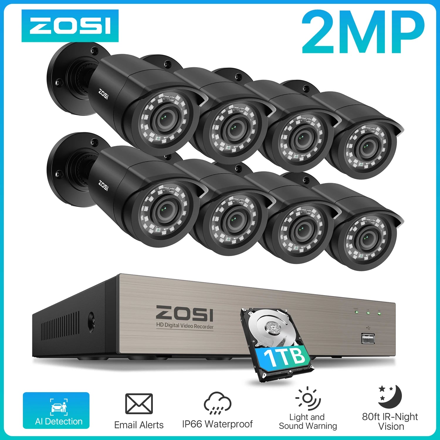 8CH CCTV System H.265+ 5MP Lite HD-TVI DVR Kit 8 1080P 2MP Home Security Outdoor Night Vision Camera Video Surveillance Kit