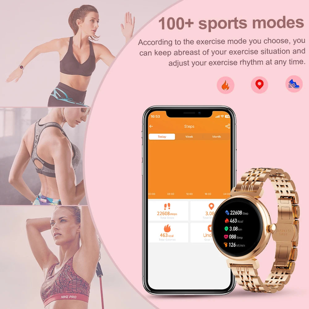 1.04 Inch AMOLED Screen Fashion Ladies Smart Watch Screen Always Display Bluetooth Call Smartwatch Metal Body Small Screen Watch