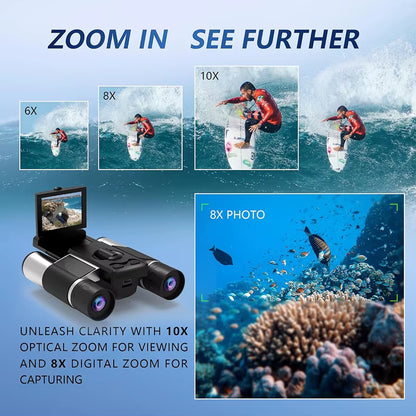 DT10 Camera and Video Binoculars Black HD Powerful, Suitable for Home Video Outdoor Camping Hunting Bird Watching