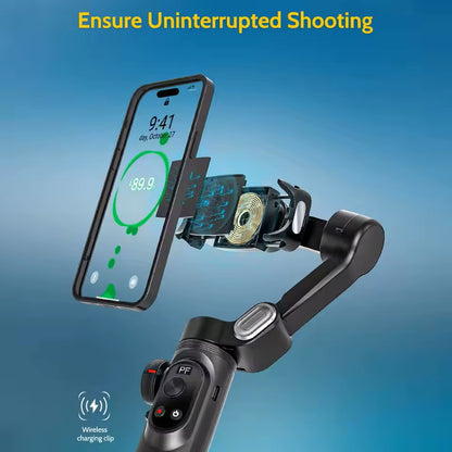 Gimbal Stabilizer 3-Axis Smart X Pro Professional for Smartphone Wireless Charging OLED Display LED Light Focus Wheel