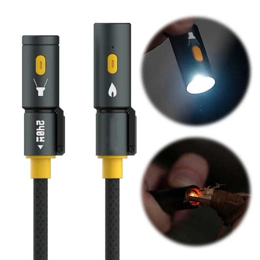 240W Braided USB C Cable with Lighter & LED Flashlight Multiple Charger Cord for Iphone 16 Pro Max/Pad/Phones/Tablets/Laptop