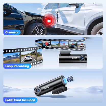 AZDOME 4K+1080P Dual Dashcam Wifi 6 GPS Front and Rear Recorder Camera ADAS 64GB