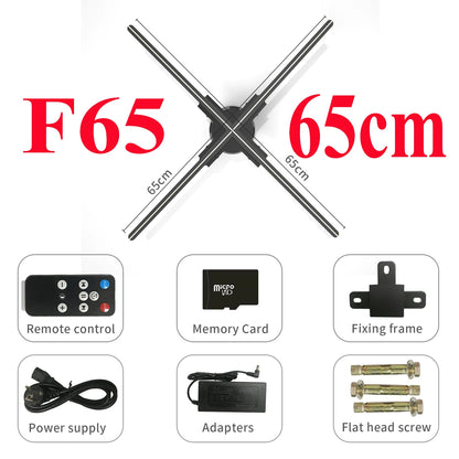 3D Hologram Projector Fan Remote Wifi Control 25-100Cm Commercial Advertise Display Hologram Projector Transmit Picture Video